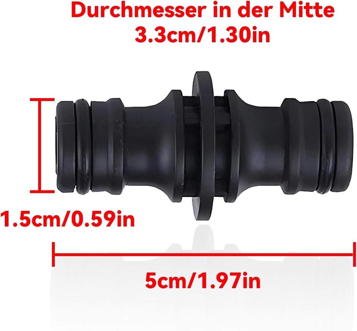 Hose Coupling 1/2 Inch voor Tuinslang - Dubbelzijdige Koppeling voor Tuinaccessoires en Slangverlenging (Zwart) – foto 5