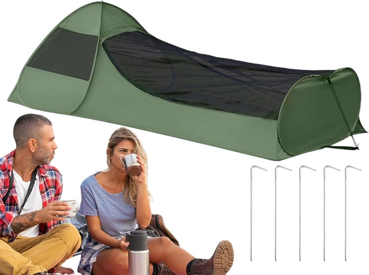 Opvouwbaar Bed Tent - Kampeerbed Shelter - Reis Slaapcomfort - Snelle Opzet Tijd - 220x105x75 cm - Legergroen
