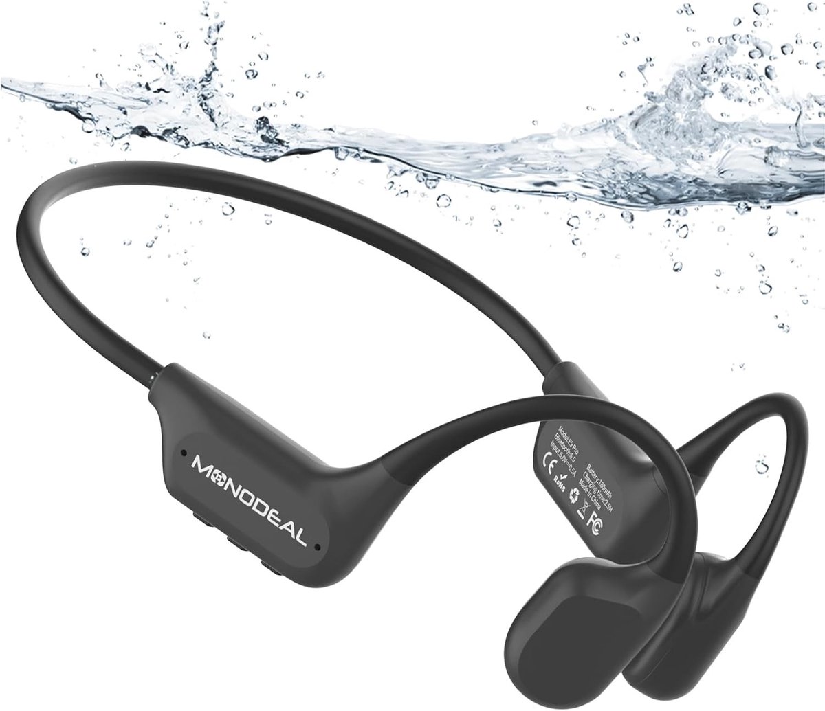 Bone conduction headphone - Zwart - 16 GB - Waterdichte Bluetooth 6.0 Onderwaterkoptelefoon - Voor Zwemmen en Hardlopen