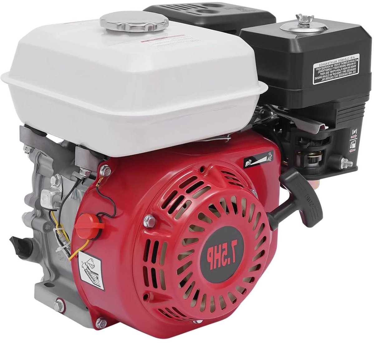 Benzinemotor 4-takt - Aandrijfmotor Krachtige motor - Stroomvoorziening Buiten - Olie tekort beveiliging - 215 Ccm - Rood