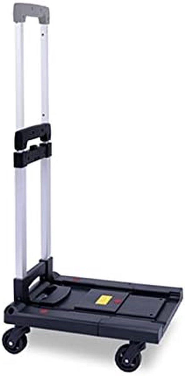 Zware platte wagen - Draagbare platformkar - Bagage vervoeren - Intrekbaar chassis - 100 kg draagvermogen - Midden zwart