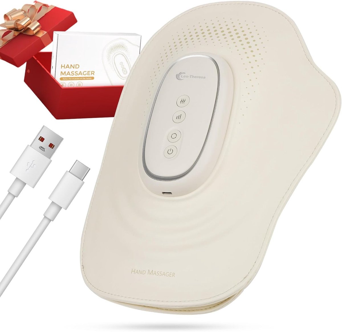 Handmassageapparaat - Wit - 29 x 21 x 6 cm - Draadloos en Draagbaar - Voor Ontspanning en Wellness