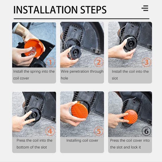 6 Stuks Kunststof Grasmaaier Spoel met Veer - Trimmer Draadspoel Vervanging en Accessoires voor Efficiënt Grasmaaien en Tuinonderhoud — afbeelding 2