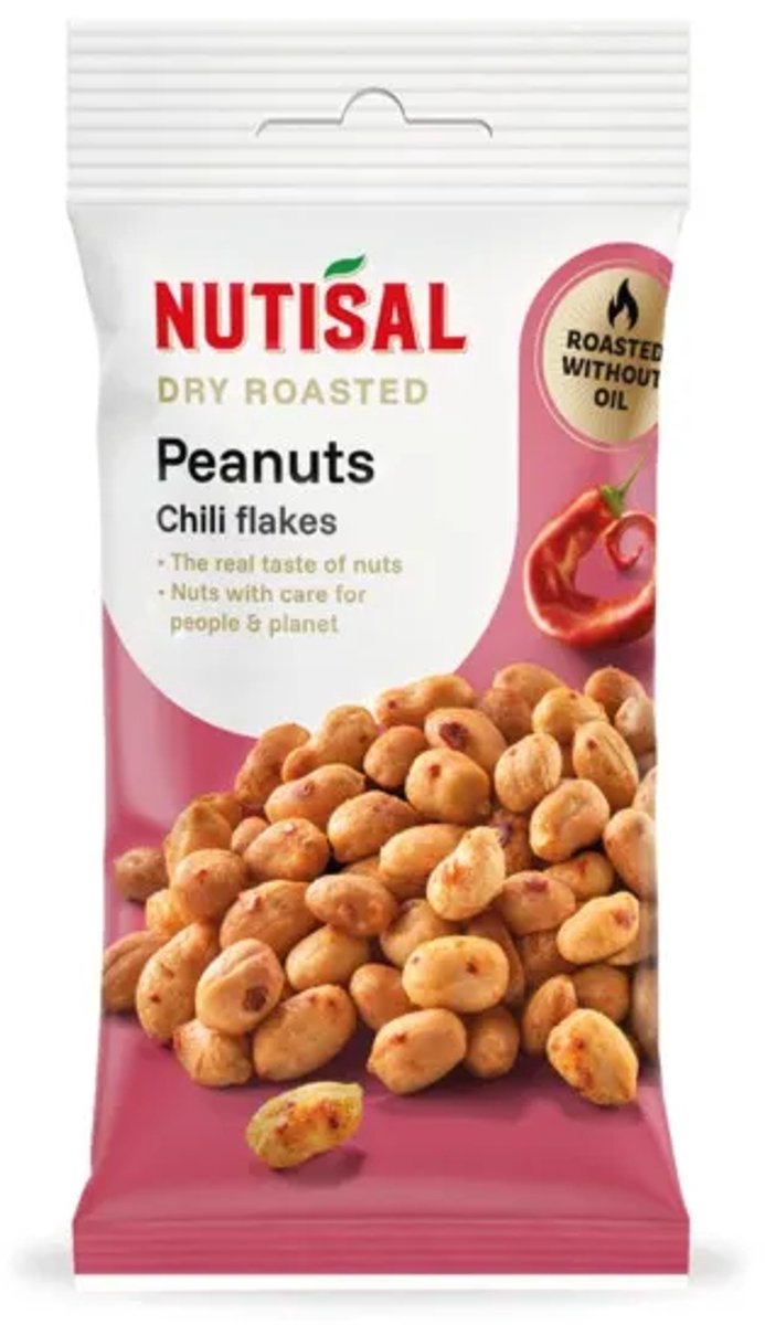 Nutisal Dry Roasted Peanuts Chili Flakes - 14x 60 gr