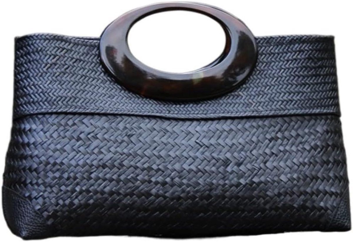 Strandtas Woven Bag - Rattan Tas Hobo - Zomerse Uitstapjes - Handgemaakt Stijlvol - 40 x 25 cm - Natuurlijk