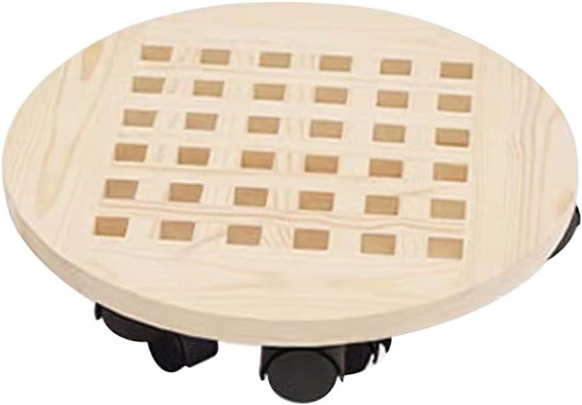 Plantenwagen met wielen - Bloemenkar verrijdbaar - Planten verplaatsen - Vergrendelbare wielen - 35x35cm - Bruin