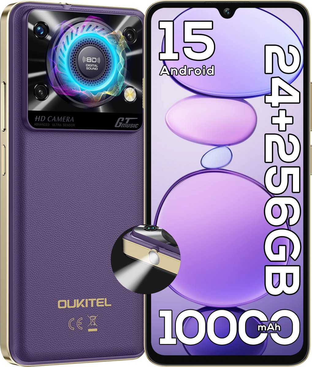 OUKITEL C60 Pro Smartphone 4G-10000 mAh-24 GB RAM-256 GB Opslag-Android 15