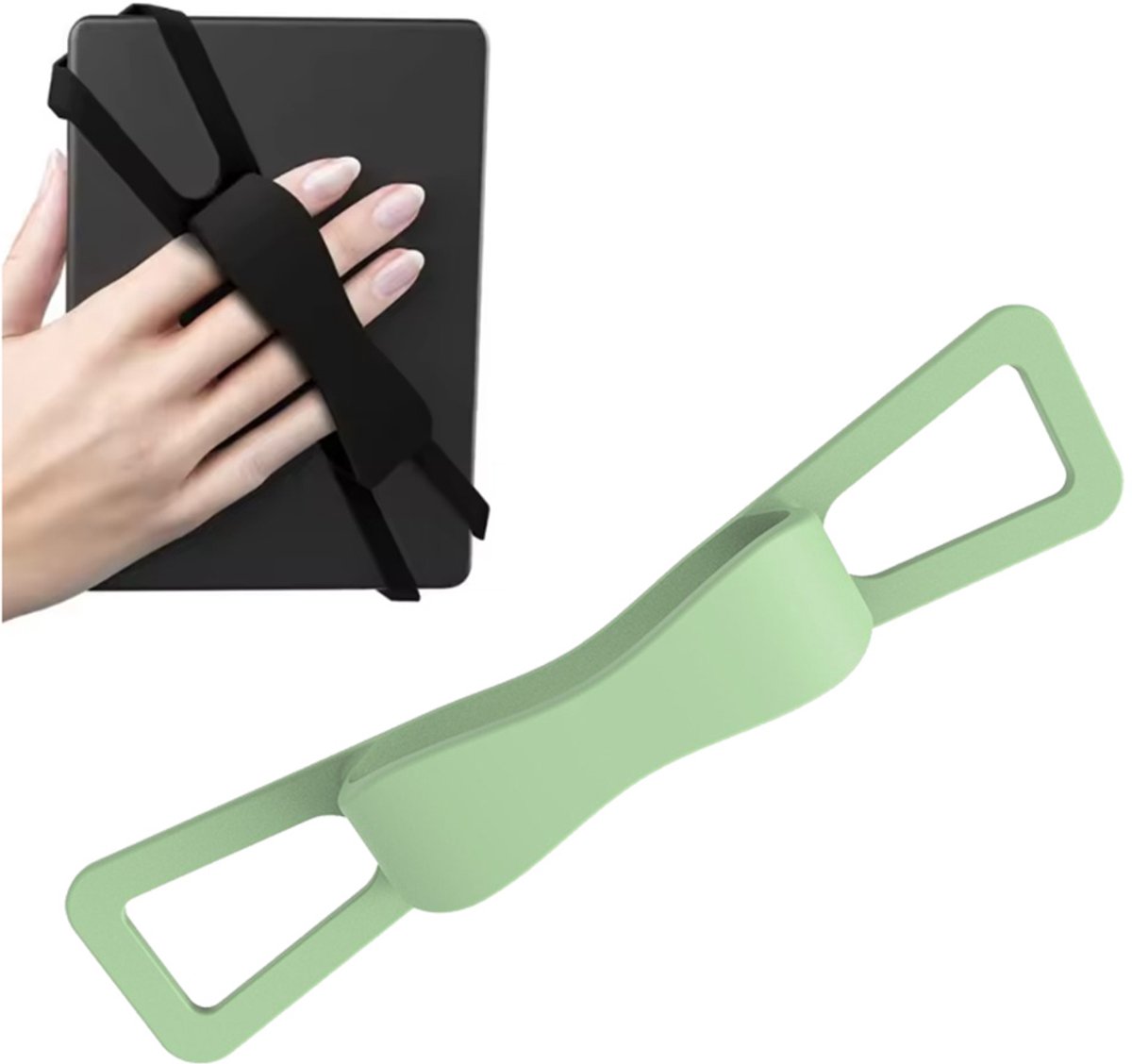 Handstrap voor iPad of Reader - 1 stuk - Elastische Vinger Sling Grip - 18CM - Universeel - Handriem voor eReader - Groen - Siliconen - Band voor om tablet of e-reader - CHPN