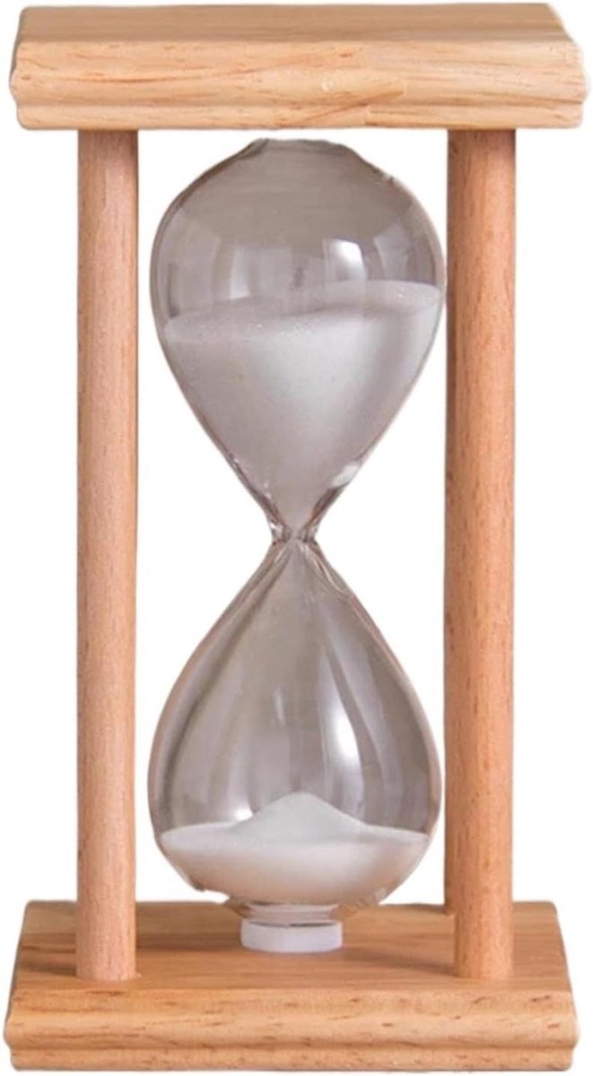 Zandloper Houten Zuilen - Zandklok Timer - Tijdmanagement Thuis - Vier Zuilen Design - 30 minuten - Wit