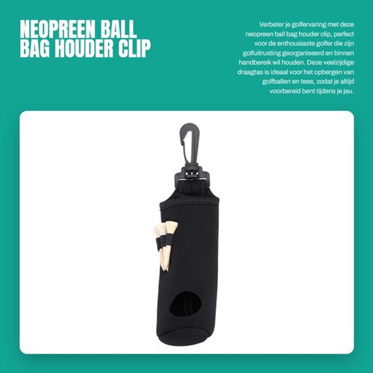 Ball Bag Waterdicht - Neopreen Houder - Draagtas - Golfaccessoires - 3 Golftees - Duurzaam en Comfortabel - Golfballenhouder