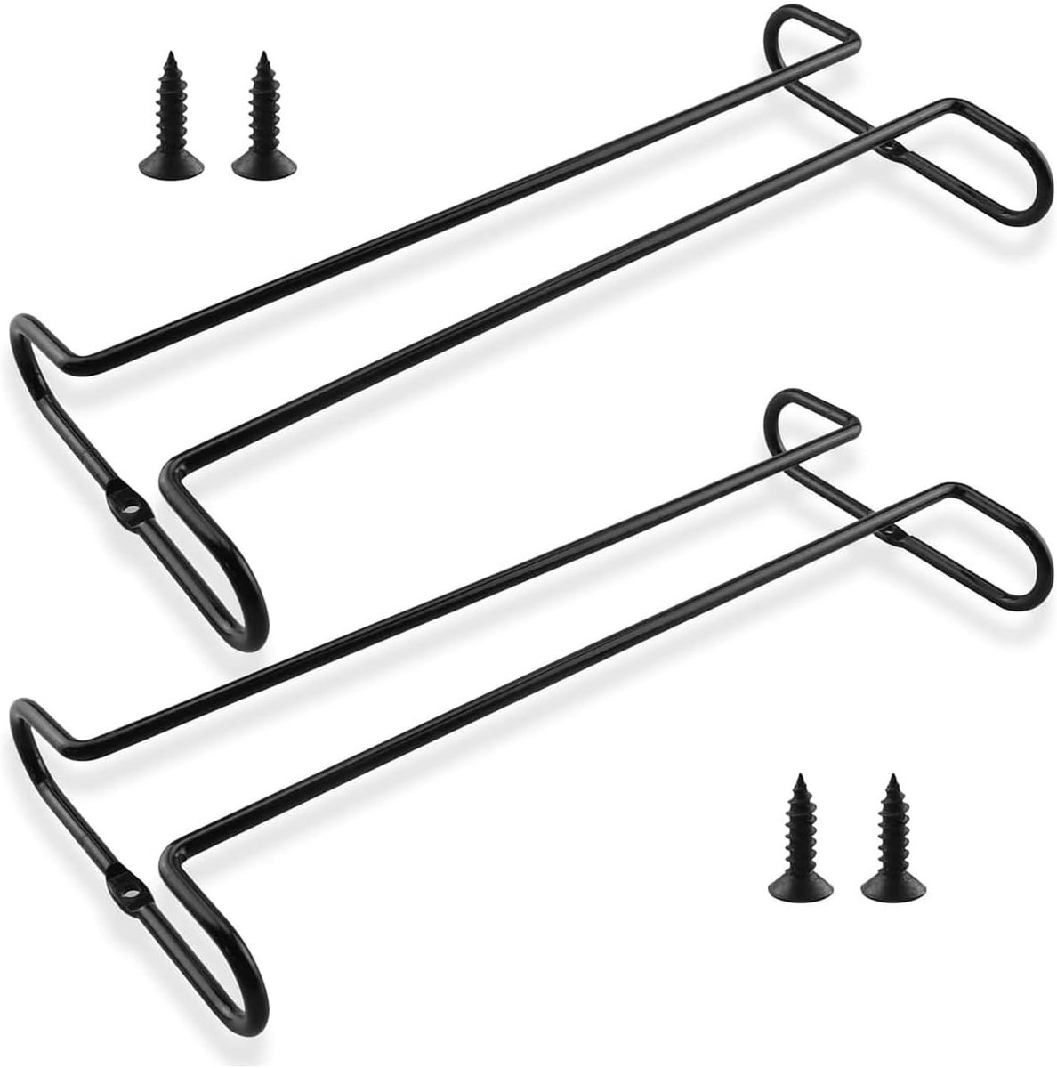 Ophangrek voor wijnglazen - Zwart - 26 x 10,8 x 5 cm - Metalen rek - Set van 2 voor keuken en bar