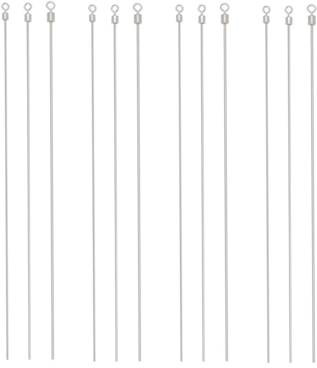 Roterende Spoel 90 Stuks - 0,8mm/0,9mm/1,0mm - Geschikt voor Boorinstallaties - 360 Graden Draaiend - Vissen met Aas - Lengte 150mm - Vislijn