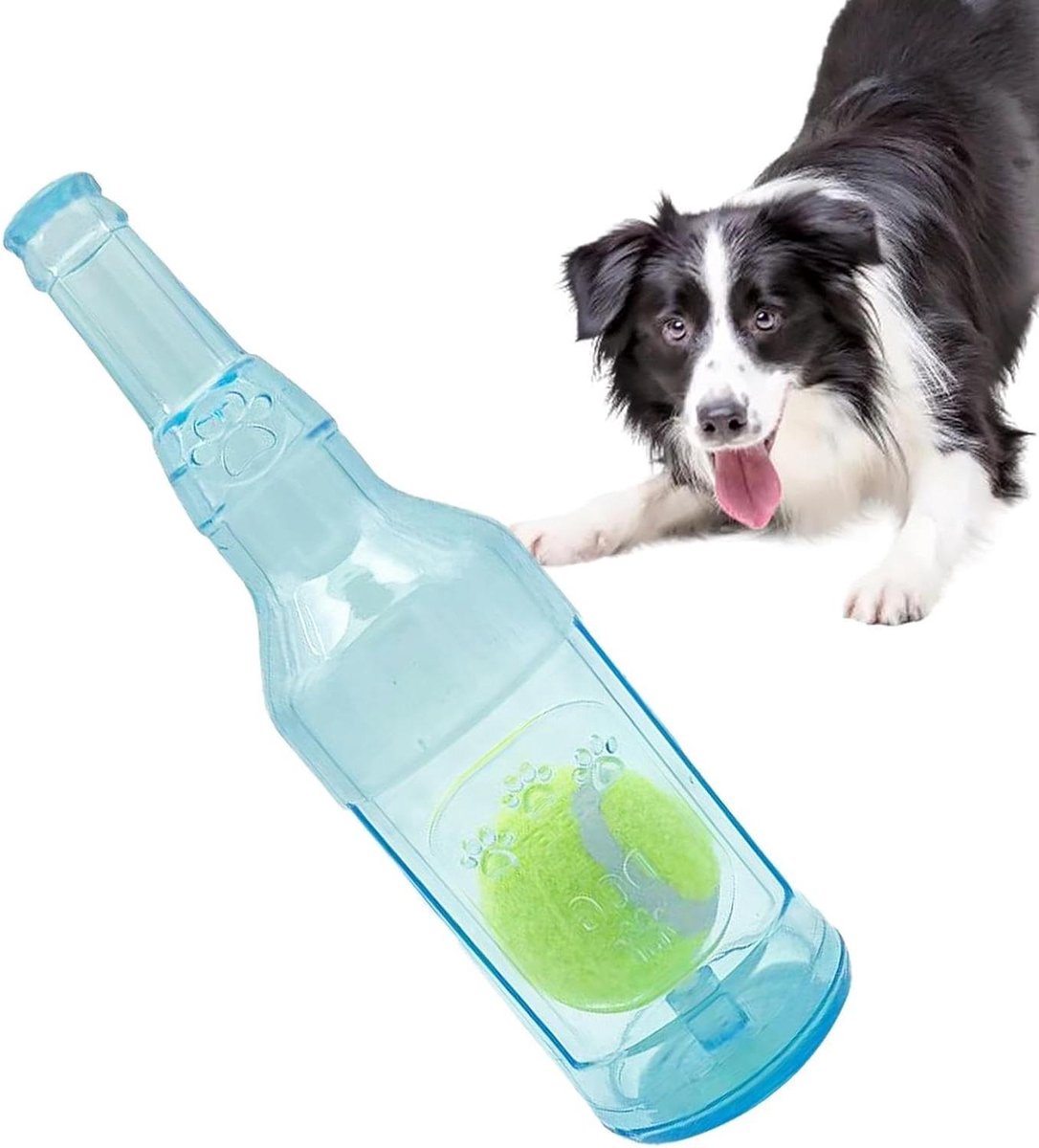 Hondenspeelgoed Waterfles - Kauwspeelgoed Hond - Stimuleert Spelgedrag - Piepend en Knisperend - 222 x 215 x 55 cm - Blauw