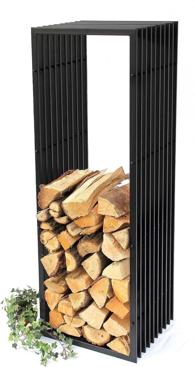 Haardhoutrek - Brandhouthouder Houtmand - Haardhout Opslag - Stabiel Metaalontwerp - 150 cm Hoog - Zwart