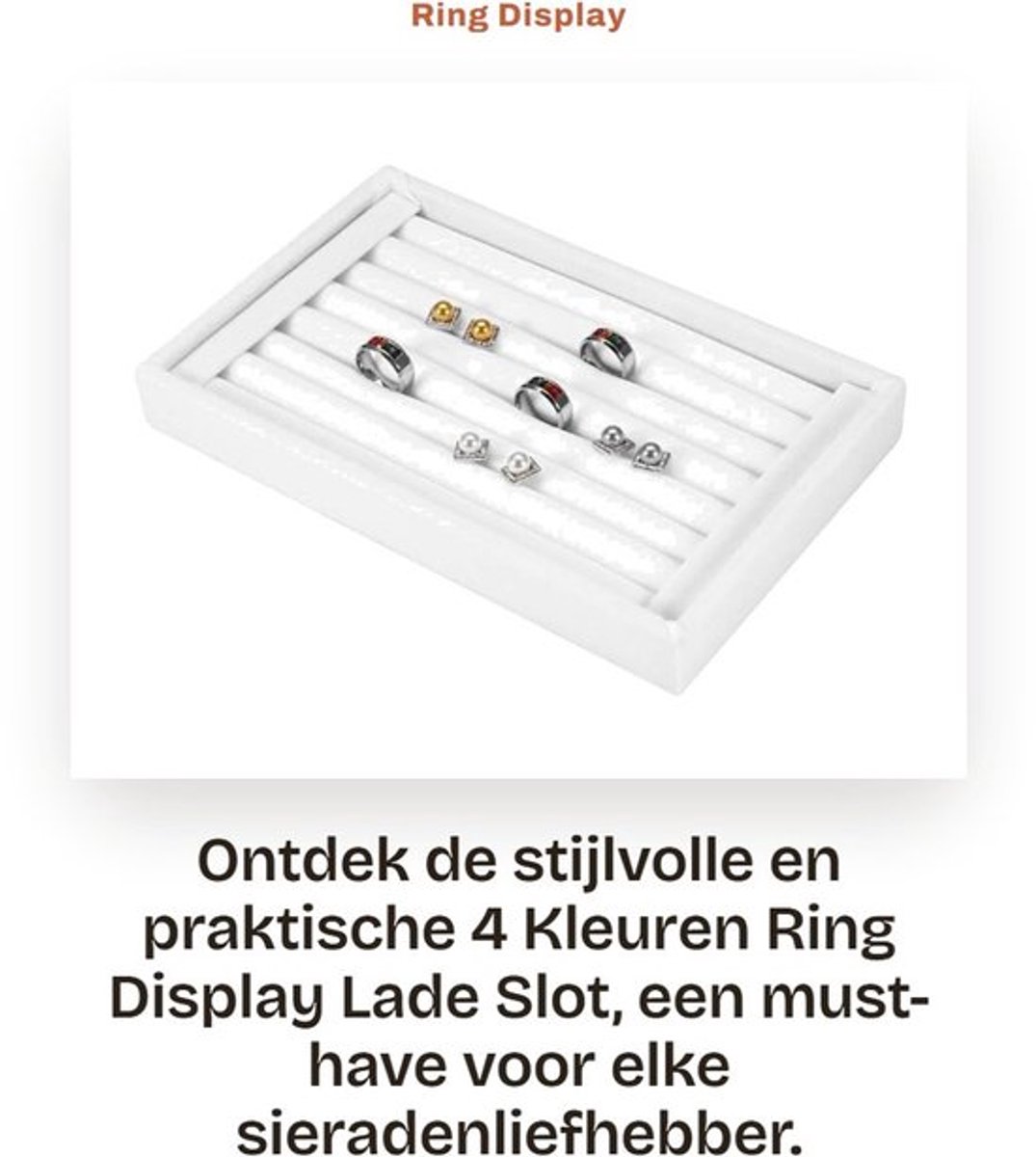 Ringdisplay Ruimtebesparend - Sieradenbakje - Houten Houder - Fluwelen Showcase - Duurzaam - Zacht en Beschermend - Sieradenhouder