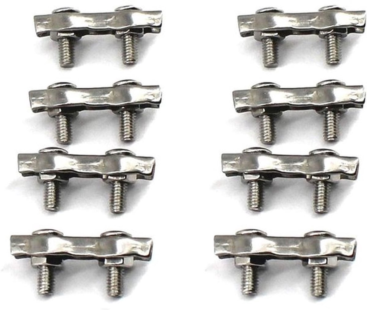 Draadklem Dubbele Clips - M5 - 8 Stuks - 304 Roestvrij Staal - Antiroest - Veiligheidsbevestiging - Kabelklem