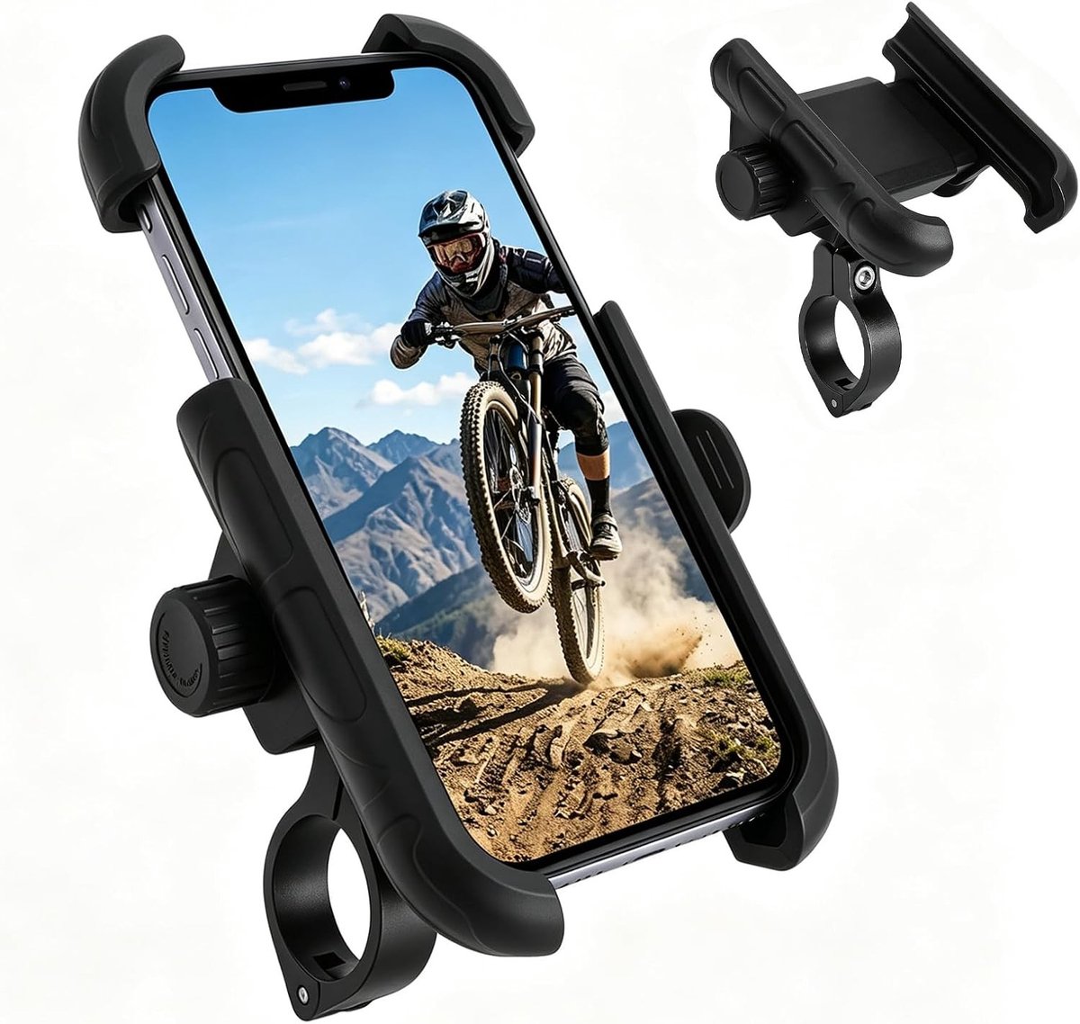 Phone holder voor fiets - Zwart - 5,4-7,2 inch - Metaallegering en ABS - Universele houder voor stuur 22-35 mm