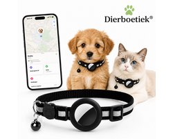 Dierboetiek® Android Tag kattenhalsband inclusief Tag - Kat Tracker Voor Android Zonder Abonnement - Verstelbare Kattenhalsband voor Kat & Puppy - Met Geluidssignaal - Zwart