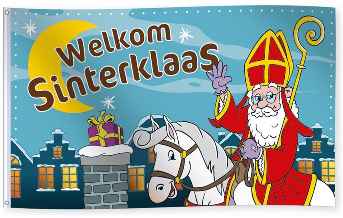 Vlag Sinterklaas 150 x 90 centimer - Sinterklaas Decoratie Versiering Piet December