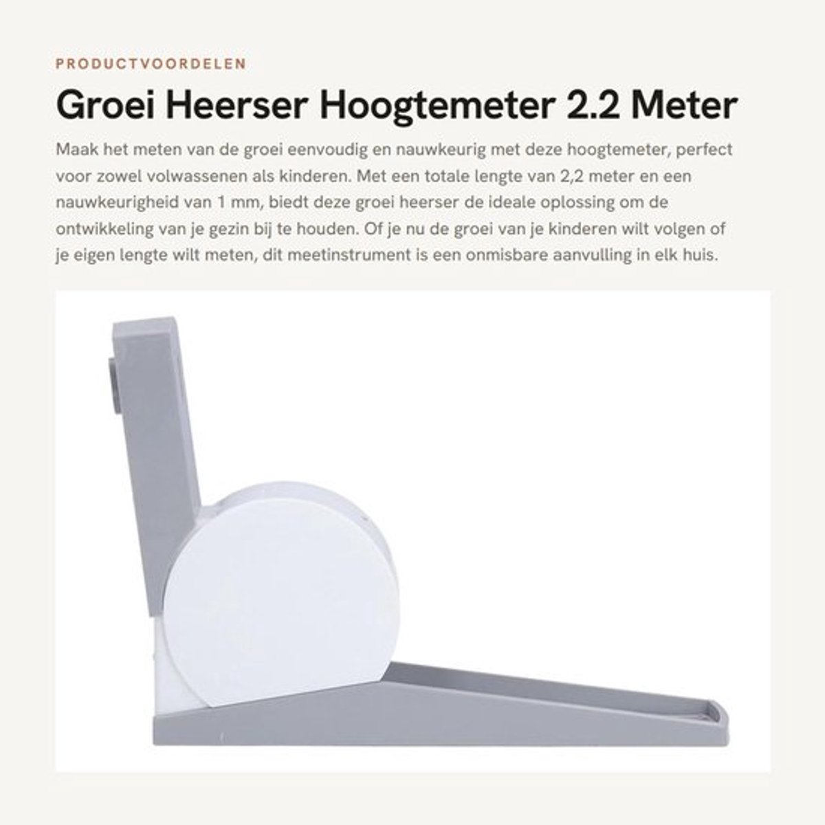 Groeiheerser 2,2 Meter - Wandmontage - Hoogwaardig ABS - Eenvoudige Aflezing - Nauwkeurigheid 1 mm - Duurzaam Ontwerp - Hoogtemeter