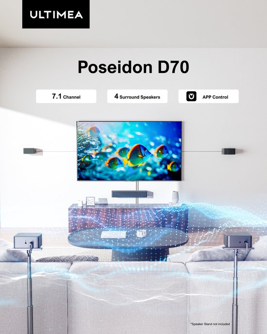 Mura - Sound system - Soundbar - Speaker - Box - Surround Set - Subwoofer - Set van 6 - 3D Virtueel Audio - App Control - Zwart — afbeelding 5