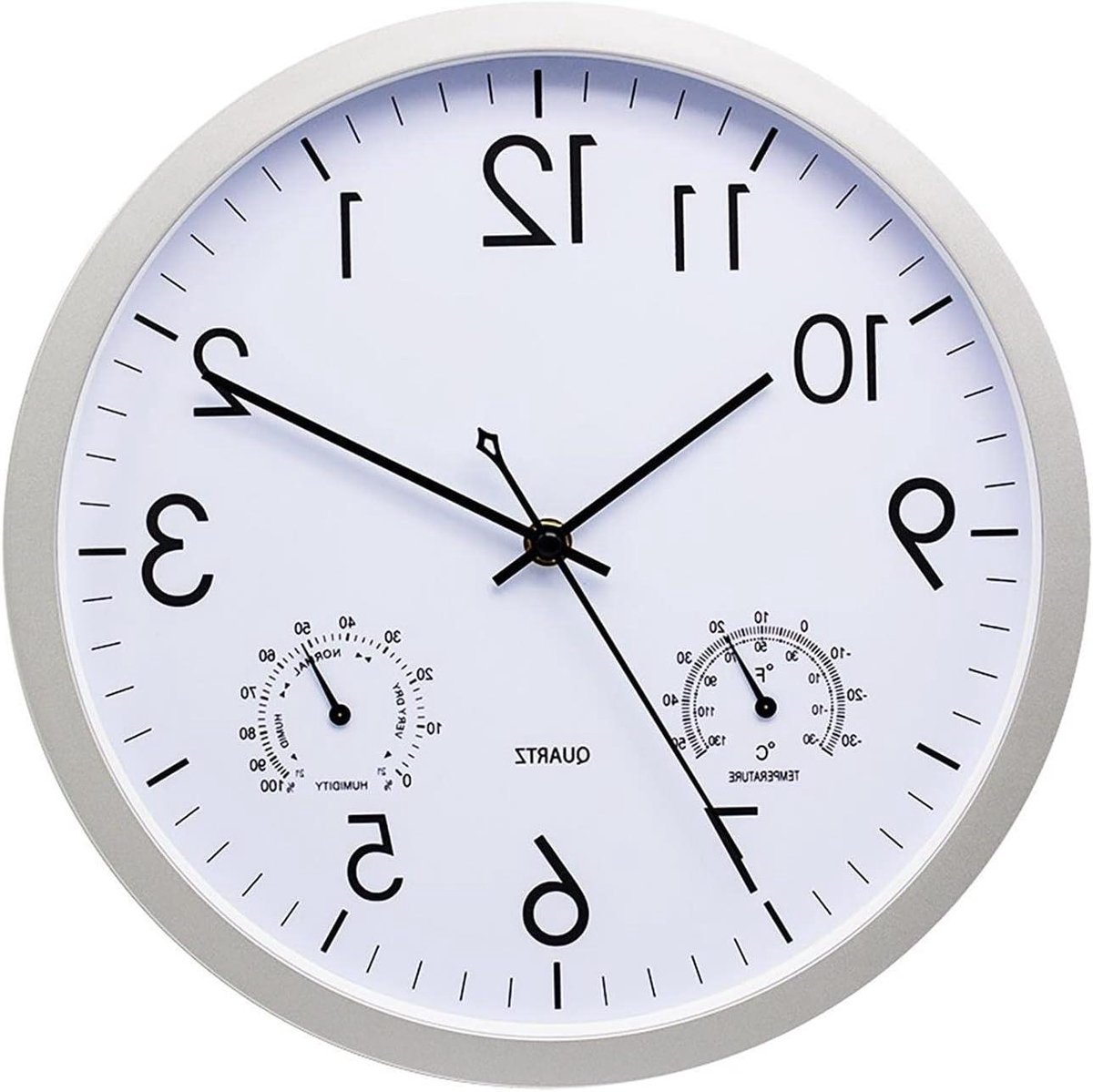 Buitenklok met Thermometer - Wandklok Buiten Weerklok - Buiten Activiteiten - Waterdicht Ontwerp - 30 cm - Wit