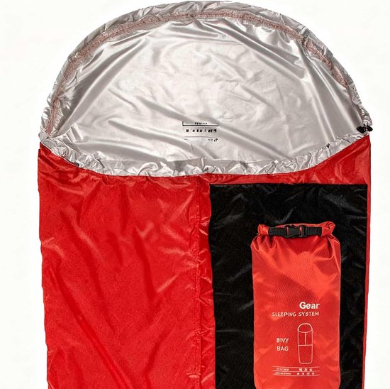Waterdichte Slaapzakhoes - Campingzak Organizer - Outdoor Kamperen - Geïsoleerd Ontwerp - 85x220cm - Zwart Rood — afbeelding 4