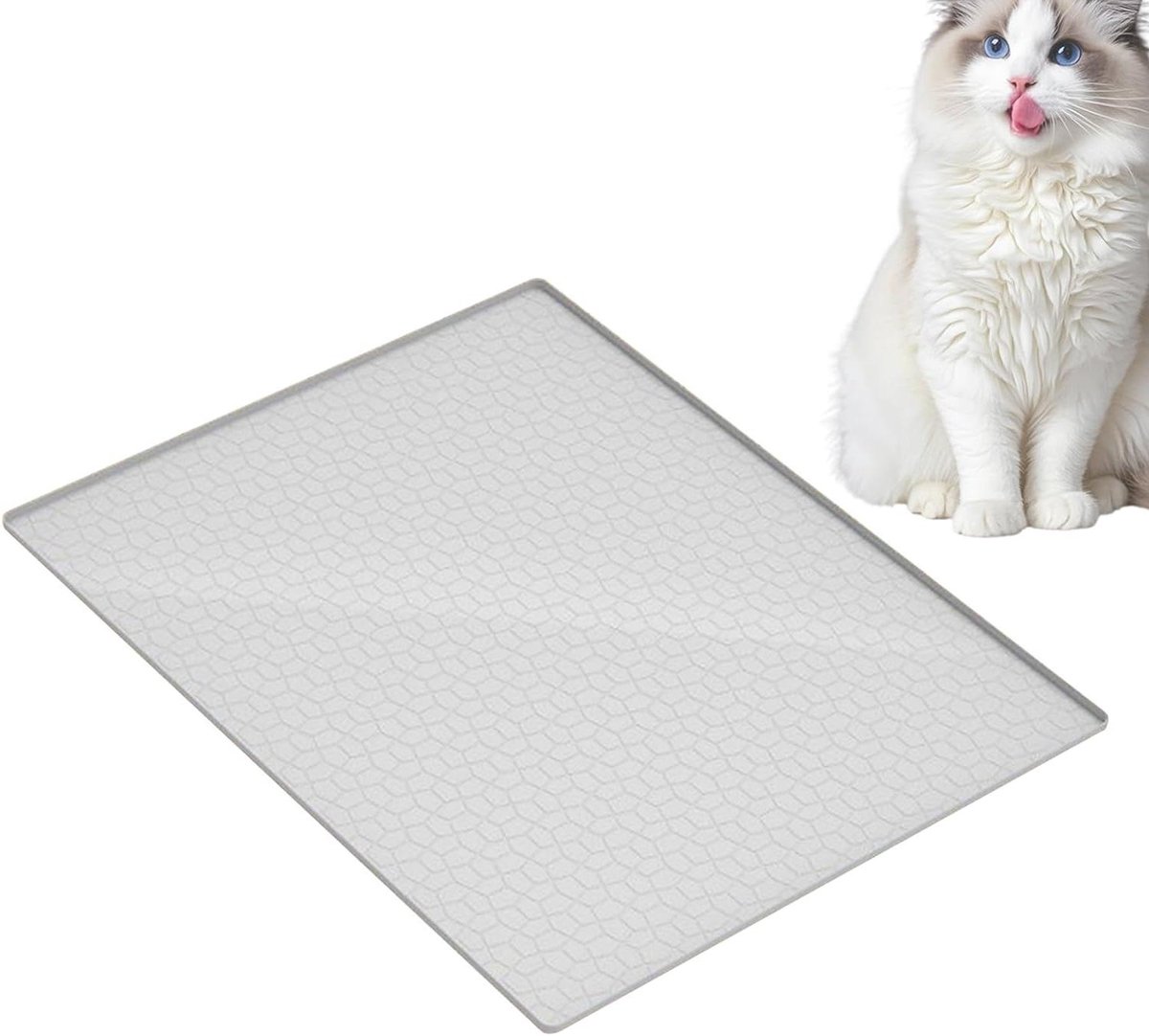 Kattenbakmat - Kattenmat Hond - Vloeren Schoonhouden - Waterdicht Siliconen - 56x56 cm - Wit