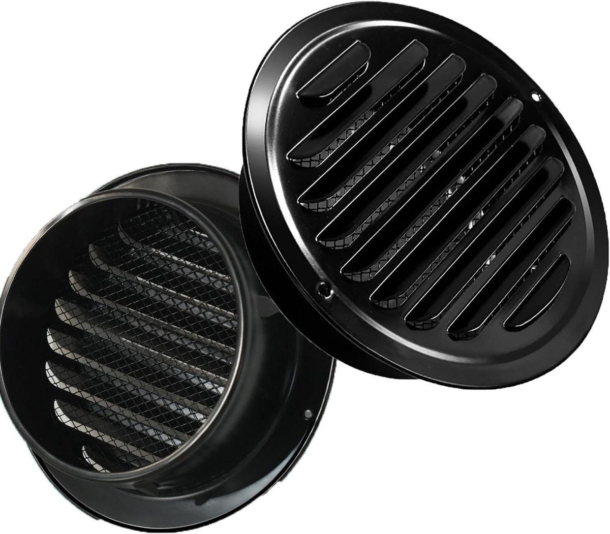 Ventilatierooster Rond - Afvoerrooster Muur - Ventilatie Buiten - Met Insectenwering - 200 mm - Zwart