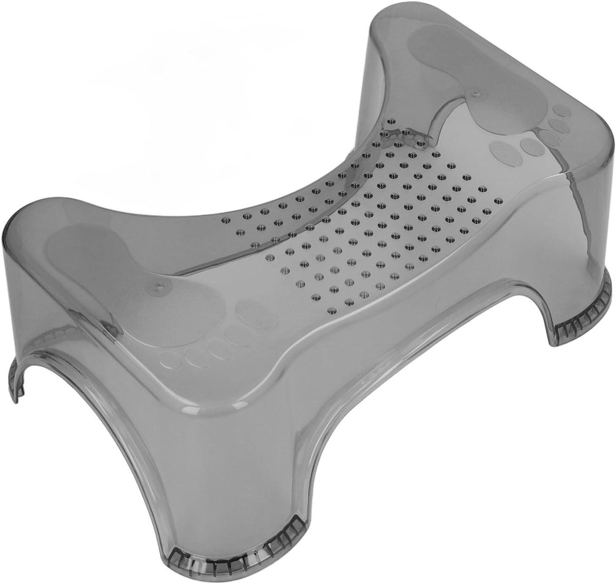 Toilettrapkruk - Voetenbank Krukje - Badkamer Comfort - Antislip Bodem - 40x25x15cm - Transparant Grijs