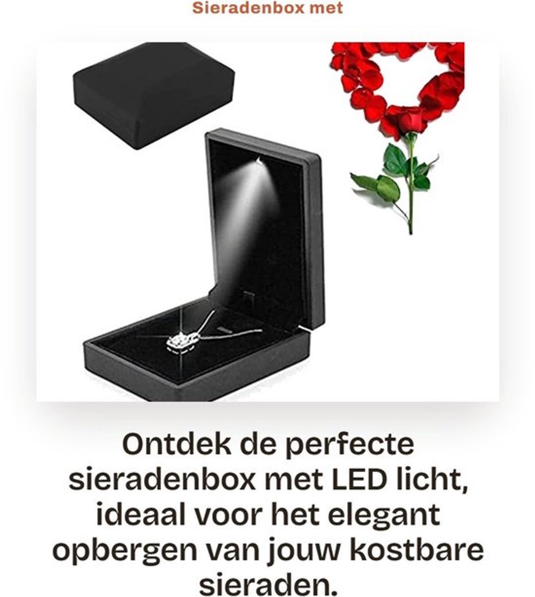 Sieradenbox met LED Licht - Opbergdoos voor Kettingen Armbanden Ringen - Perfect voor Verloving en Cadeaus - Pendant - Geschikt voor Vrou...