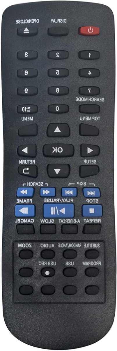 Afstandsbediening - Remote Control - DVD Speler Bediening - Geen Programmering Nodig - 4 x 12 x 03 cm - Zwart
