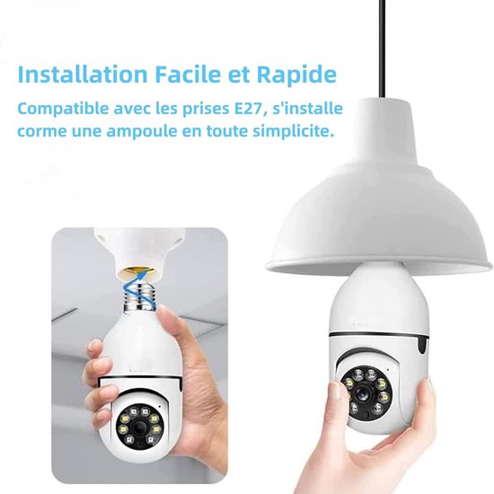 Draadloze WiFi-bewakingscamera Binnen/Buiten, 2K Lamp Bewakingscamera WiFi, Bewakingscamera's met E27-lampfitting, Sirene en Lichtalarm, Kleuren Nachtzicht — afbeelding 2