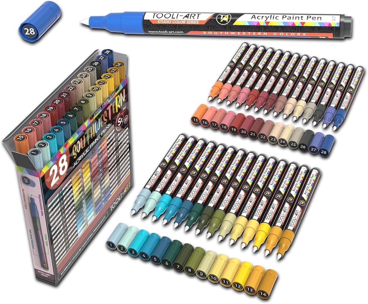 Acrylverfstiften - Zuidwesten Kleuren - 0,7 mm - Extra Fijne Punt - Voor Kunstenaars en Hobbyisten