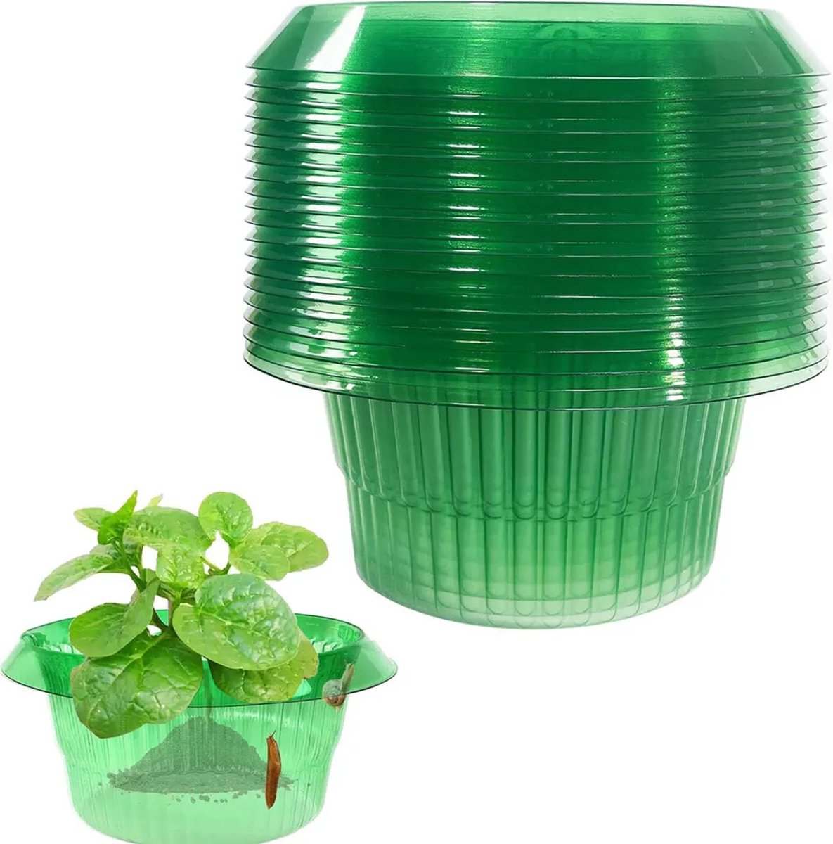 20 plantenbeschermers/kapjes om planten te beschermen tegen slakken, Geschikt voor afGeschikt vooringen van 23 x 12 cm.
