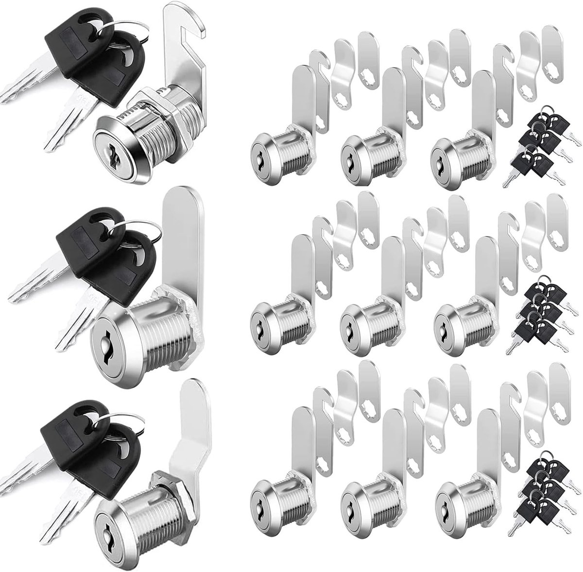 10-delige brievenbus slot set 30 mm met 4 verschillende sluitplaten | Kastslot met sleutel, brievenbussloten, geschikt voor deur diktes tot 23 mm