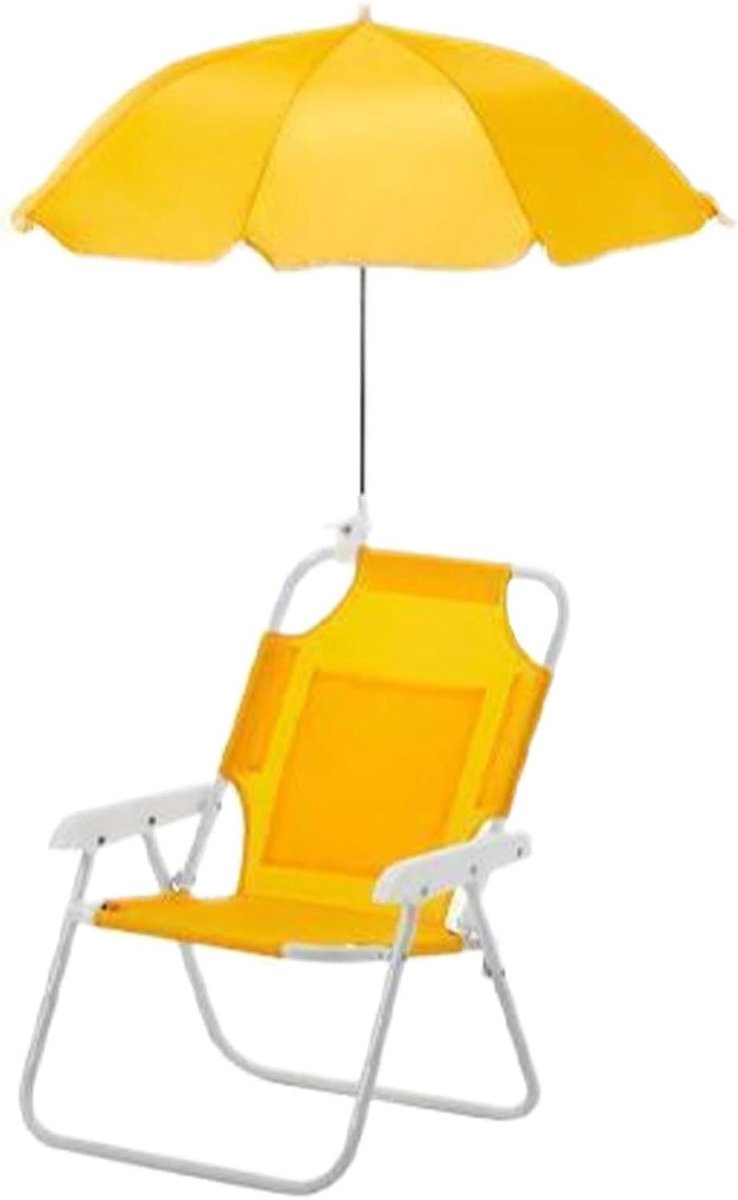 Klapstoel Kinderen - Kinderstoel Parasol - Buiten Zitten - Verstelbare Parasol - 50 x 380 x 50 mm - Geel
