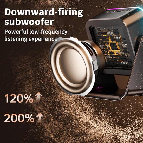 Inductie Speaker - Telefoonhouder Audio - Muziek Luisteren - Ingebouwd LED Licht - 12.1x7.3x5.9cm - Zwart — afbeelding 3
