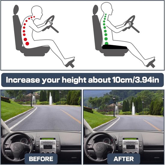 Autostoelverhoger Volwassenen - Rijstoelkussen - Verbeterd Rijzicht - Ergonomische Houdingsondersteuning - Voor Specifieke Modellen - Normaal — afbeelding 5
