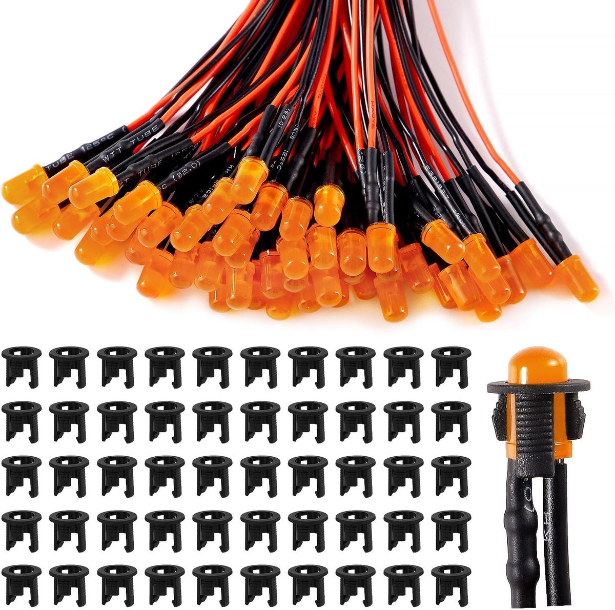 LED Diodes - Verlichtingslampjes - DIY Projecten - Voorgemonteerd - 50 Stuks - Oranje