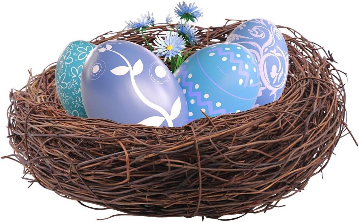Kunstmatige Nest Decoratie - Nep Ornament - Paasdecoratie - Handgemaakt Rotan - 15 cm - Natuurkleur
