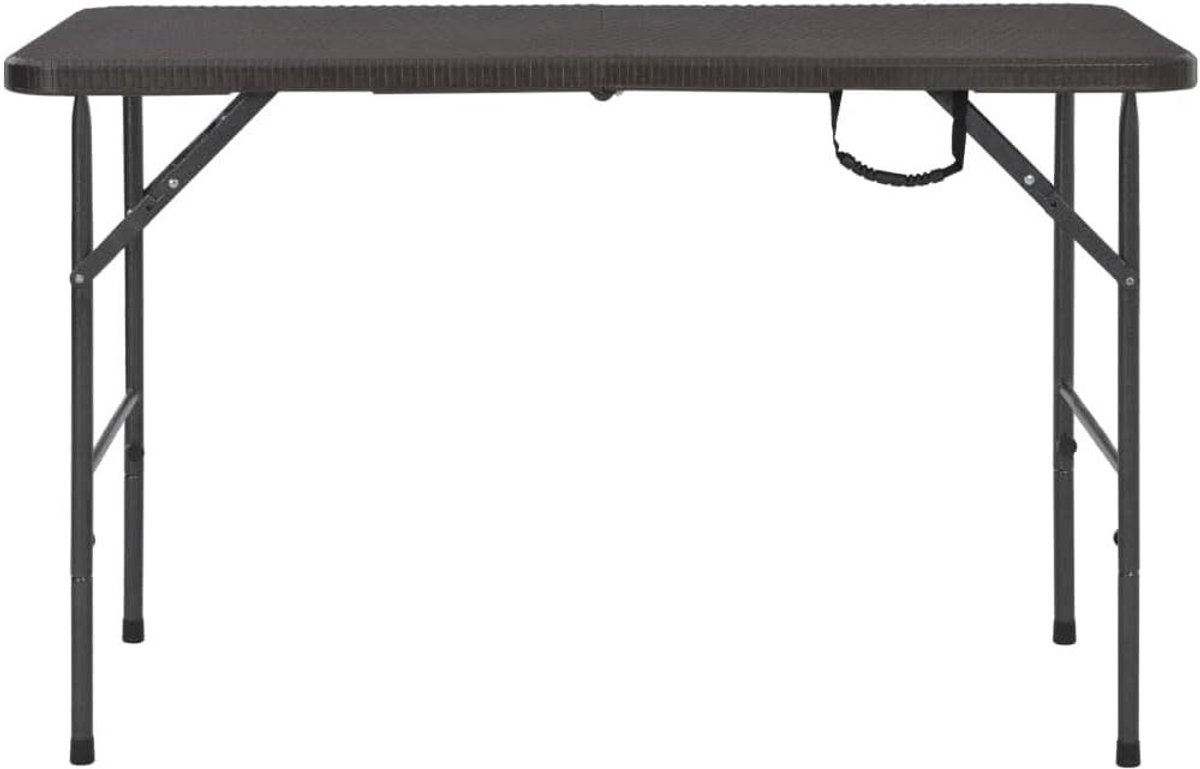 Klaptafel HDPE - Tuintafel inklapbaar - Buiten dineren - Rotanlook design - 120x60x74 cm - Bruin