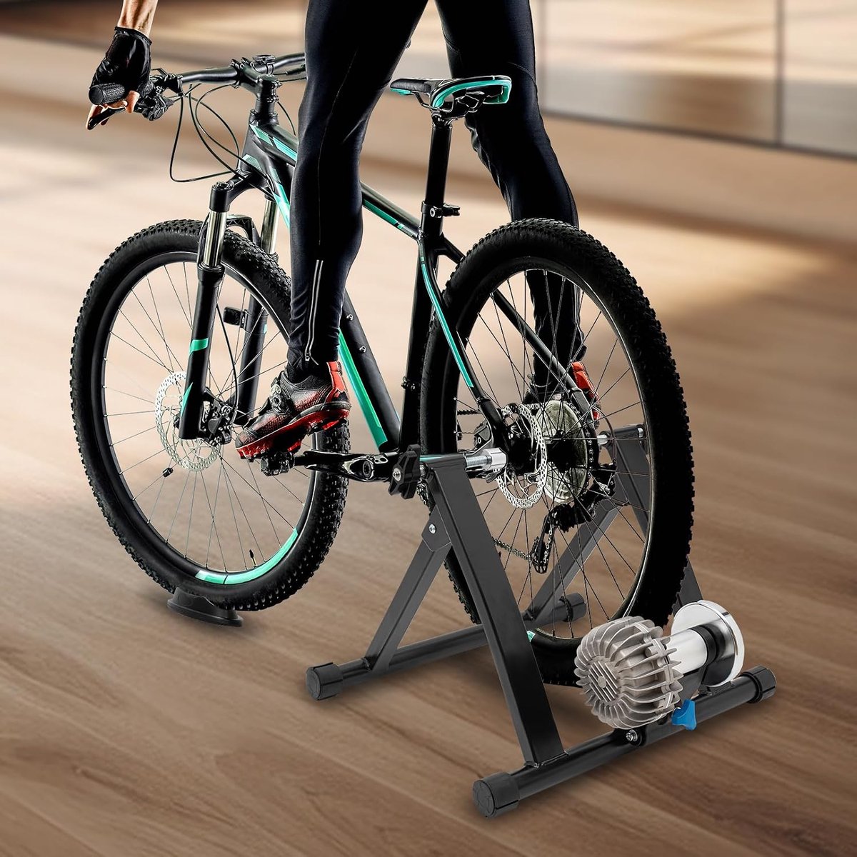 Indoor Fietstrainer - Roltrainer Standaard - Binnen Fietsen - Stabiele Constructie - Tot 150 kg - Zwart