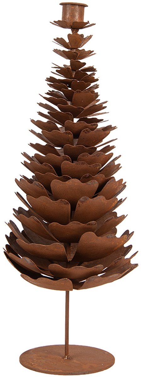Clayre & Eef Kandelaar Kerstboom Bruin Metaal
