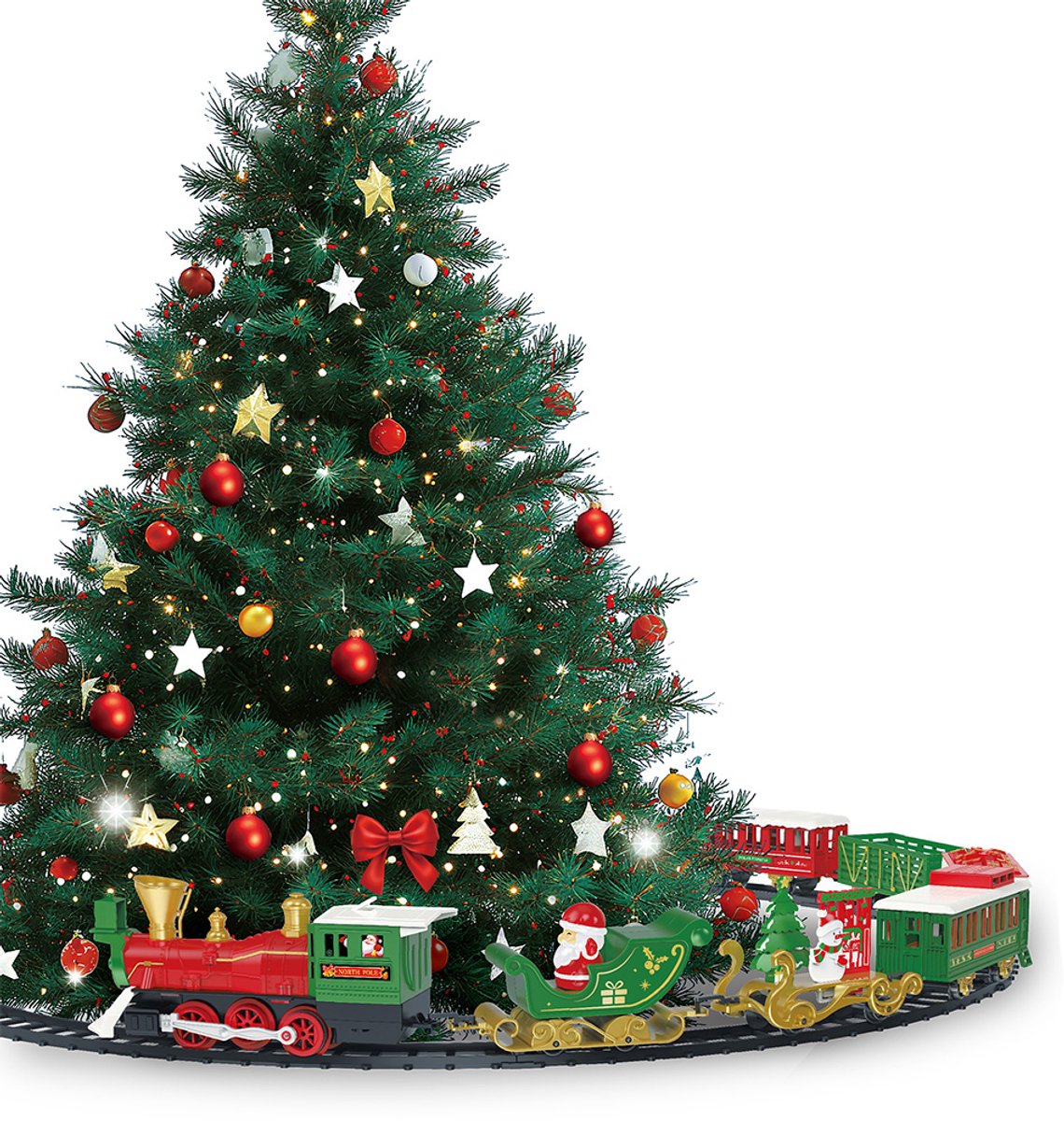 Clayre & Eef Kerstdecoratie Beeld Trein Groen Kunststof