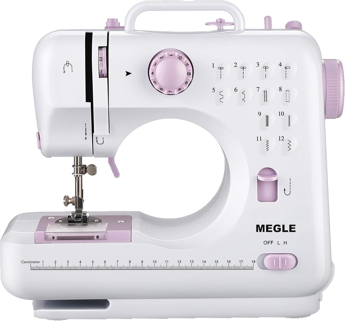 Kleine Naaimachine voor Beginners - Wit/Rood - Compacte Naaimachine met Voetpedaal - Voor Thuisgebruik