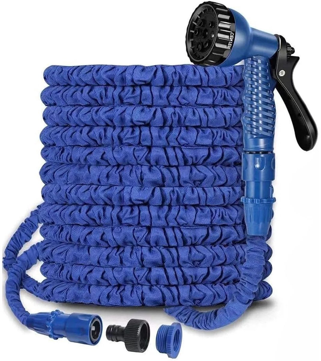 Cherrys Finds - Tuinslang - Uittrekbare Tuinslang - 100FT Uitbreidbare Tuinslang - Flexibele Expanderende - Magische Slang Met 3/4", 1/2" Fittingen - Slang Met 7-fun - Blauw
