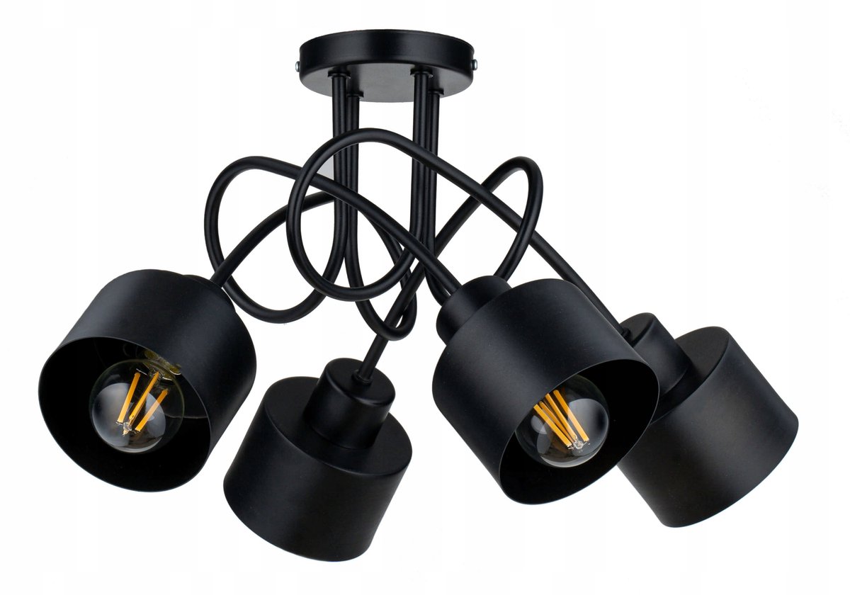 Hanglamp Loft Metalal Zwart 4xE27 - Industriële Stijl