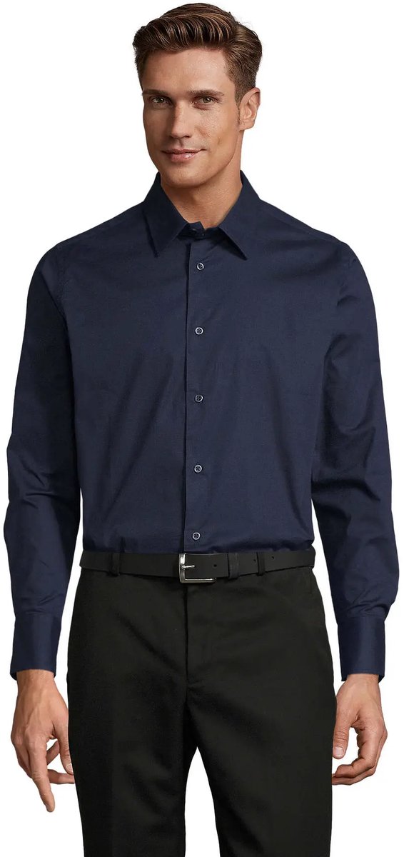 SOL'S Men´s Stretch-Shirt Brighton Long Sleeve L633 - Dark Blue - M