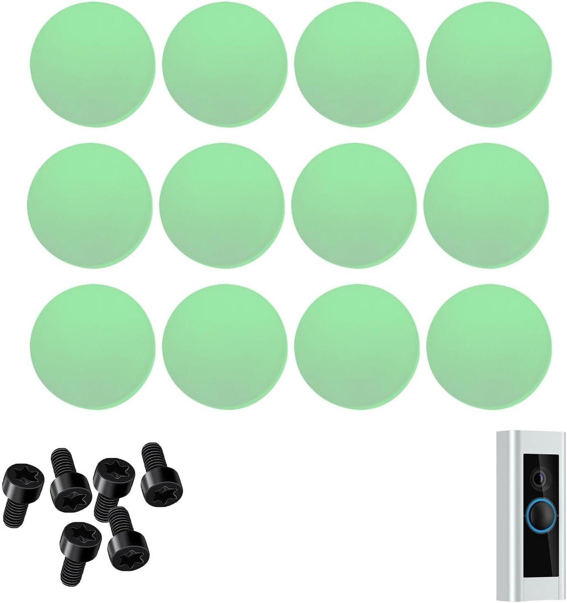 Deurbel knop vervanging - Reserveonderdelen deurbel - Deurbel reparatie - Fluorescerend groen zicht - 4 knoppen - Groen